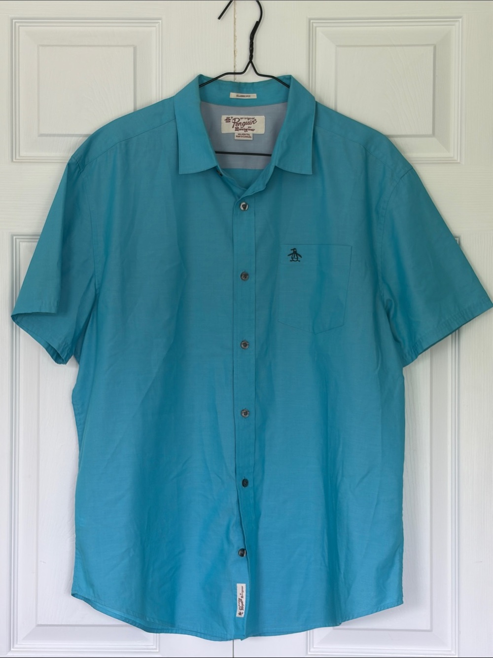 Original Penguin Button-Down Shirt in Turquoise Blue